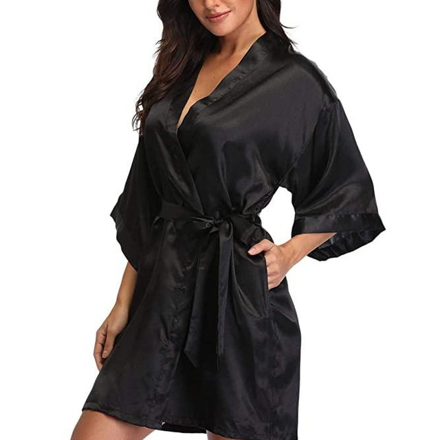 Women's Pure Short Silky Robes Bridesmaid Bride Party Satin Robes Sleepwear