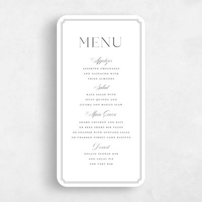 White Rounded Wedding Menu - Constance