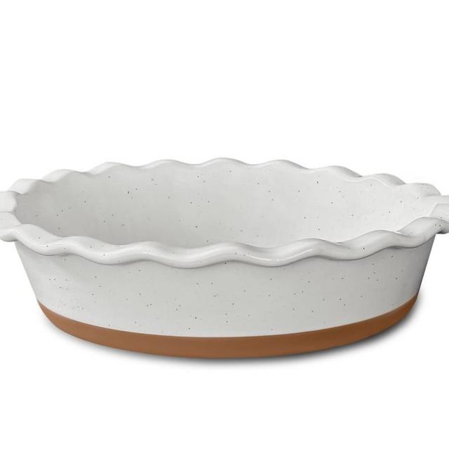 Mora Ceramic Pie Pan for Baking - 9 inch - Deep and Fluted Pie Dish for Old Fashion Apple Pie, Quiche, Pot Pies, Tart, etc - Modern Farmhouse Style Porcelain Pie Plate - Vanilla White
