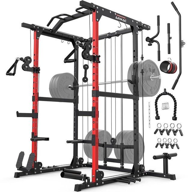 Sportsroyals Power Cage,1600lbs Multi-Function Power Rack with Adjustable Cable Crossover System and More Training Attachment, Weight Cage for Home Gym