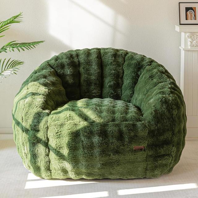MAXYOYO Giant Bean Bag Chair for Adults, Stuffed Shell-Shaped Large Bean Bag Couch, Cozy Living Room Chair with Filler, Floor Sofa Lazy Sofa for Bedroom Living Room, Green, Standard