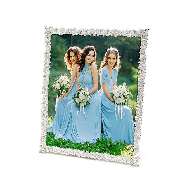 MIMOSA MOMENTS Jewel Picture Frame with Rhinestones (Silver, 8x10)