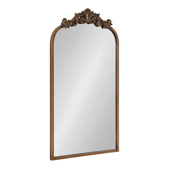 Kate and Laurel Arendahl Traditional Arch Mirror, 19" x 30.75", Gold, Baroque Inspired Wall Decor