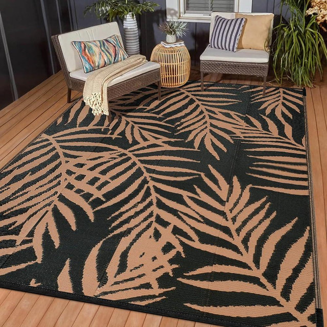 Outdoor Rugs Patio Camping Waterproof - 5x8 Plastic Straw Patio Rug Portable for Campers, Outside RVs Mat, Outdoor Area Carpet for Patios Clearance, Backyard Porch, Balcony, Picnic