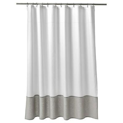 Oxford Stitch Shower Curtain White/Gray - Fieldcrest®