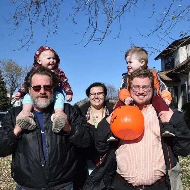 Us at the Anoka Halloween Parade with Spencer's dad Erik, nephew Vincent, and niece Nora