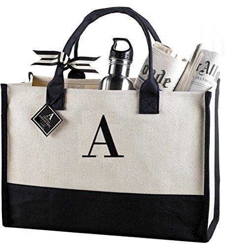 Mud Pie Initial Canvas Tote Bags (A)