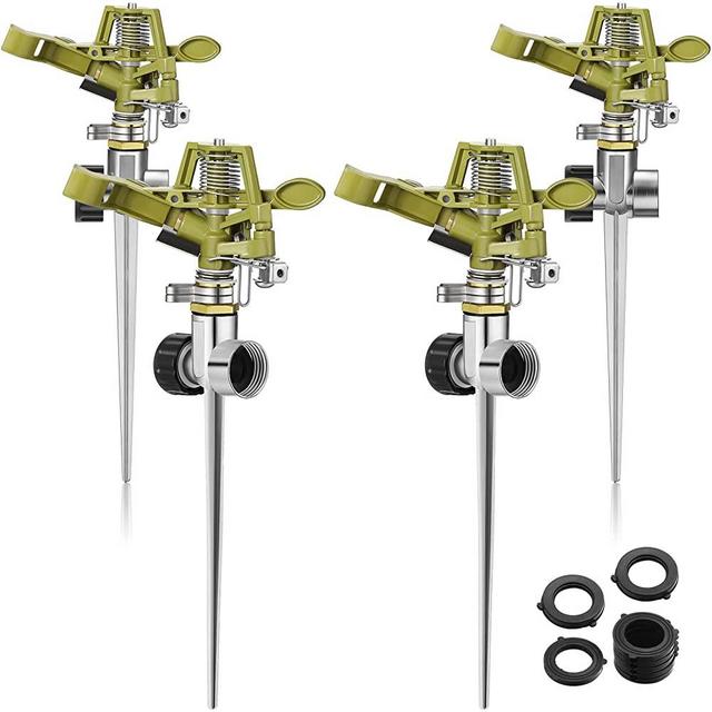 Zinc Alloy Garden Sprinklers 360 Degree Automatic Rotating Lawn Sprinkler with Water Stop Rings Adjustable Pulsating Sprinklers Yard Sprinkler Water Sprinklers for Yard Lawn Grass Irrigation (4)