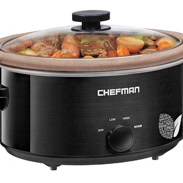 Chefman Slow Cooker, All-Natural XL 5 Qt. Pot, Glaze-Free, Chemical-Free Stovetop, Oven, Dishwasher Safe Crock; The Only Naturally Nonstick Paleo Certified Slow Cooker, Free Recipes Included