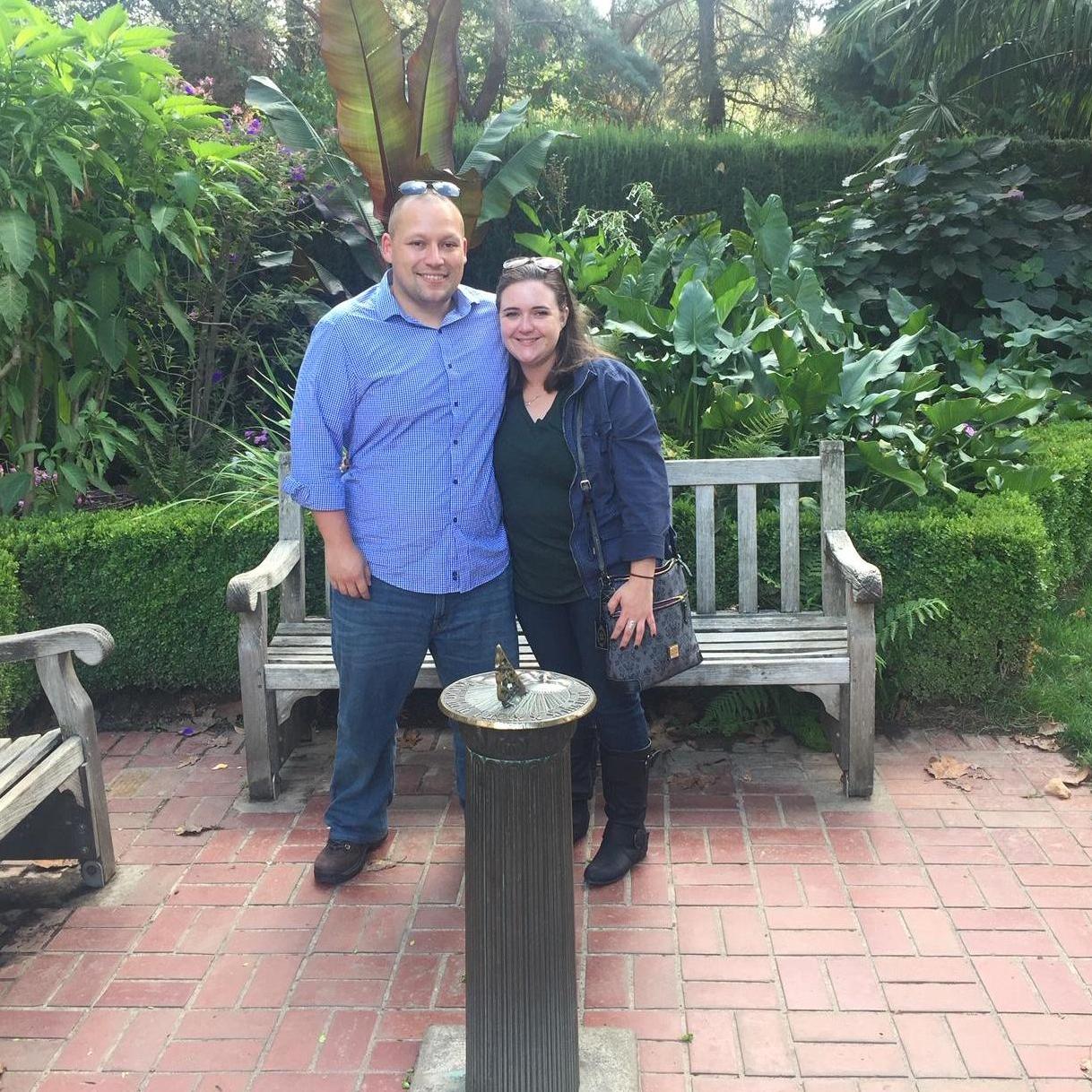 Our first photo!!! We went to Portland 3 weeks in to dating. Our first of many trips to the rose garden and Powell's!