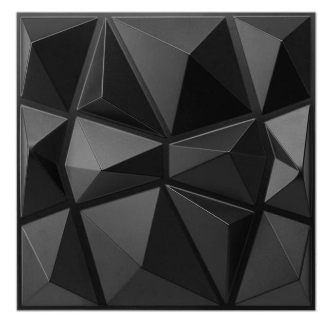 Art3d Decorative 3D Wall Panels in Diamond Design, 11.8"x11.8" Matt Black (33 Pack)