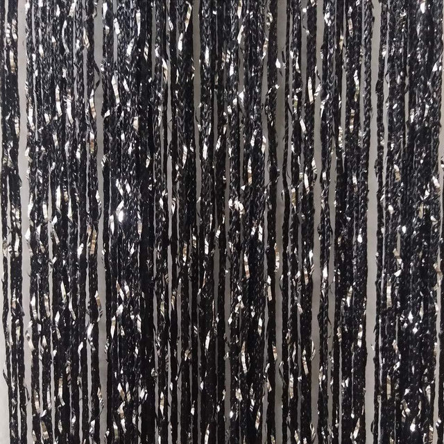 ave split Decorative Door String Curtain Wall Panel Fringe Window Panel Drapes Room Divider Blind Divider Tassel Screen Home 100cm*200cm (black1)