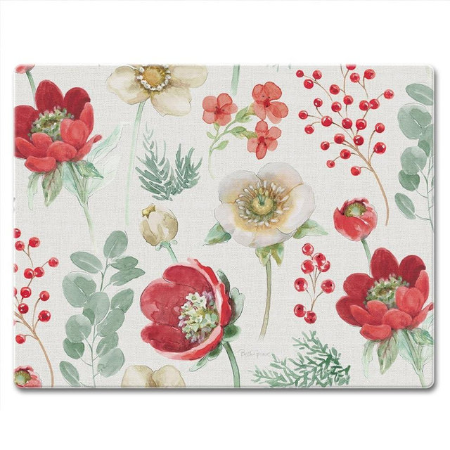 CounterArt Floral Traditions 3mm Tempered Glass Cutting Board 10" x 8" Charcuterie Board Bar Board Cheese Board Snack Tray