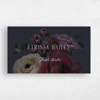 Ebony, Red Wedding Place Card - Malina