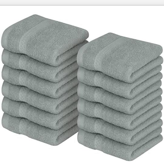 12 Pack Wash Cloths (Cool Grey)