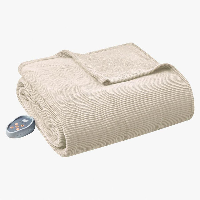 BeautyrestÂ® Micro-Fleece Heated Blanket, Beige, Queen