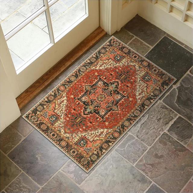 Collive Washable Indoor Door mat, Non Slip Retro Entryway Rug 20" x 32" Doormat Quick Absorbent Entrance Rug Distressed Front Door Mat, Welcome Mats Floor Mat Doormats for Kitchen Home Patio