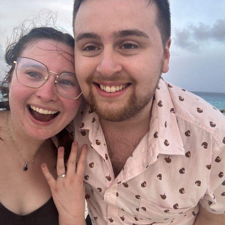 Engaged on a beach in Cancun