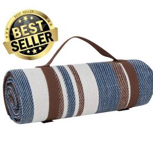 Scuddles - Extra Large Picnic & Outdoor Blanket Dual Layers For Outdoor Water-Resistant Handy Mat Tote Spring Summer Blue and White Striped Great for the Beach,Camping on Grass Waterproof Sandproof (CM-03)