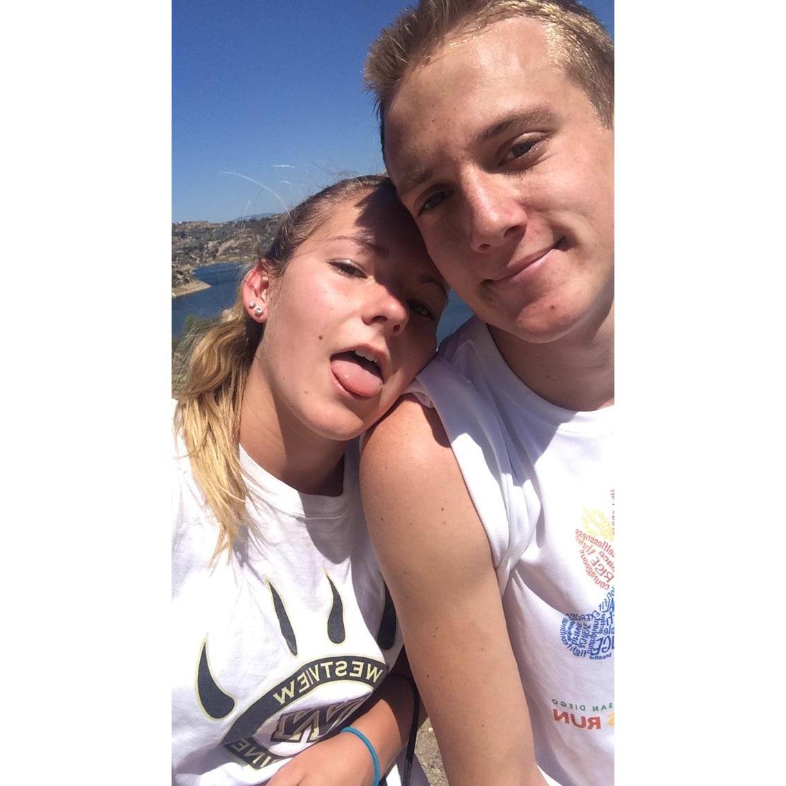 Sweating our butts off on our hike to Blue Sky.