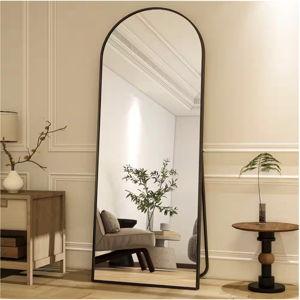 Arched Black Aluminum Mirror Standing Floor, 26 in. W x 71 in. H