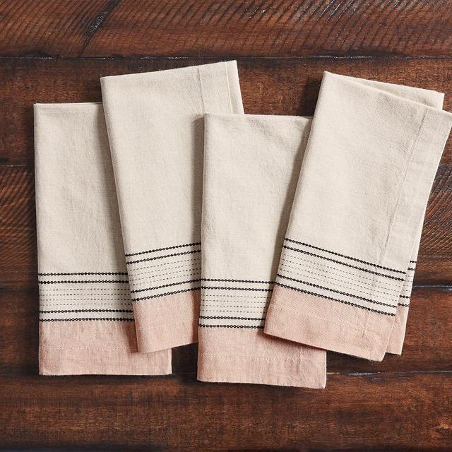 Sahara Single Thick Striped Cotton/Linen Napkins, Set of 4 - Terracotta