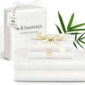 Queen Size Sheet Set, Bamboo Sheets for Bed Set 4pcs, 100% Organic Viscose Derived from Bamboo, Hotel Luxury Silky & Cooling for Hot Sleepers, Deep Pocket Up to 17", White