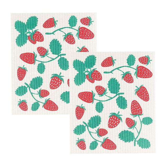 Now Designs Swedish Dishcloth (Set of 2), Strawberries 2 Piece