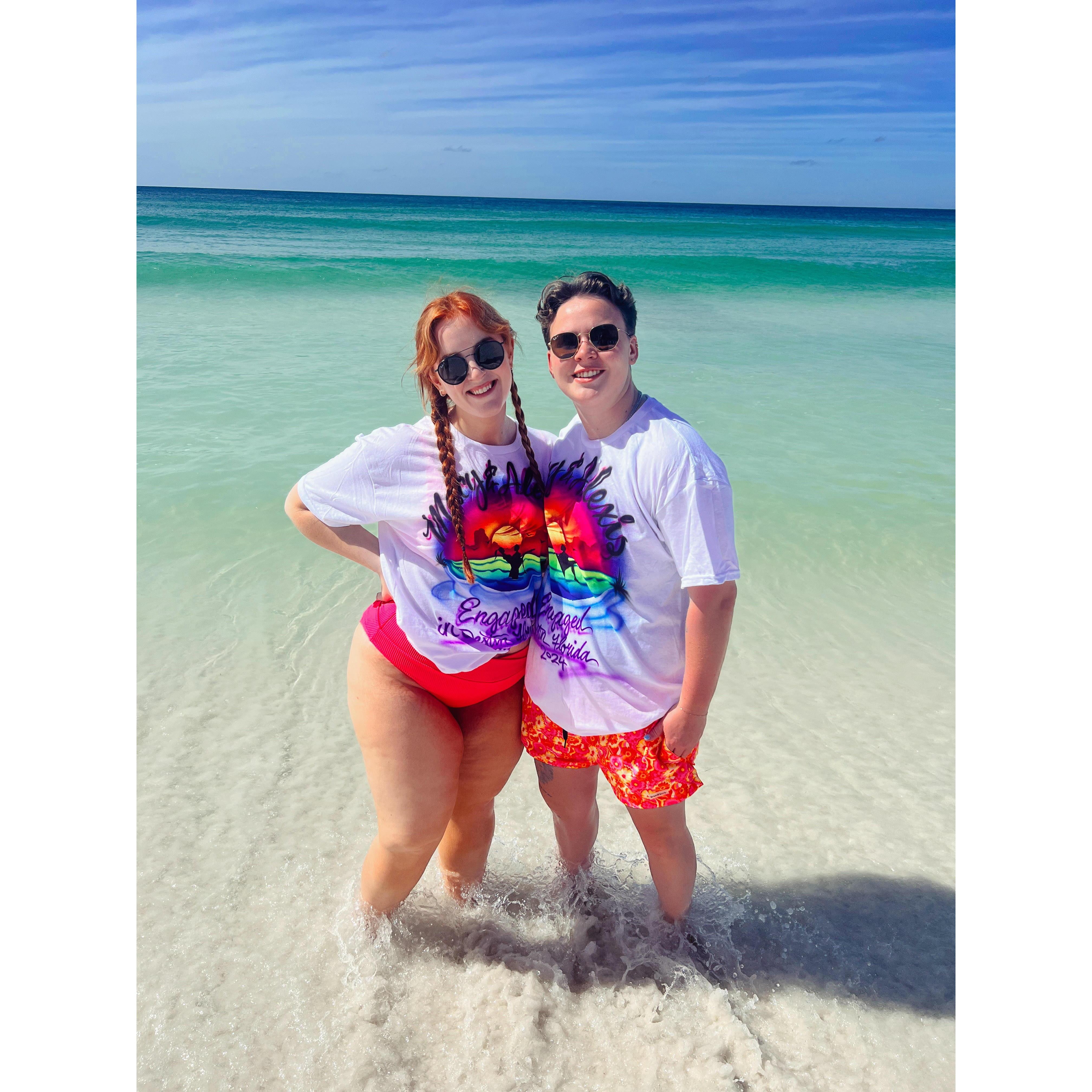 Bought airbrush shirts the same night we got engaged