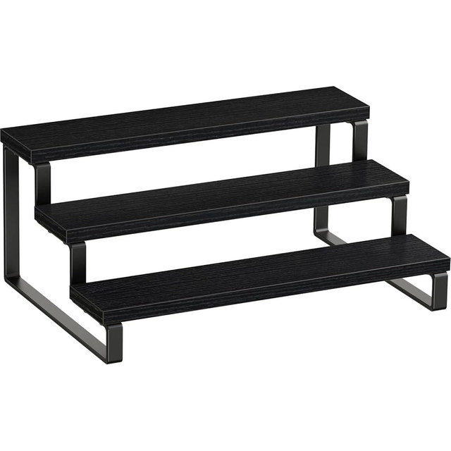 Giikin 3 Tier Spice Rack, Cabinet Organizer Shelf, Wooden Spice Rack for Countertop, Kitchen Counter Storage Shelves Cupcake Stand Holder Display Stand, Black