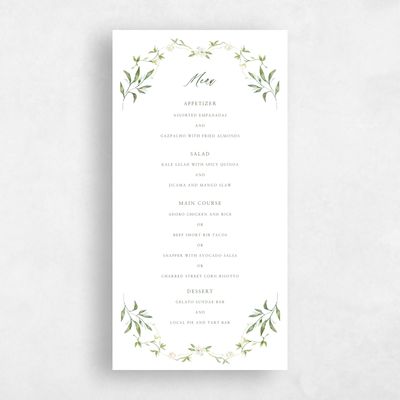 Green Standard Wedding Menu - Verdure