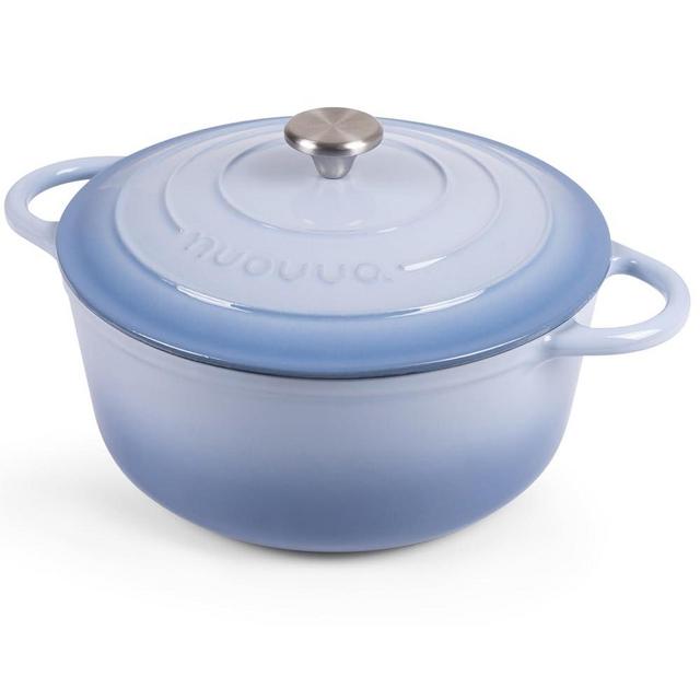 Cast Iron Dutch Oven with Lid – Non-Stick Ovenproof Enamelled Casserole Pot, Oven Safe up to 500° F – Sturdy Dutch Oven Cookware – Costal Blue, 6.4-Quart, 28cm – by Nuovva