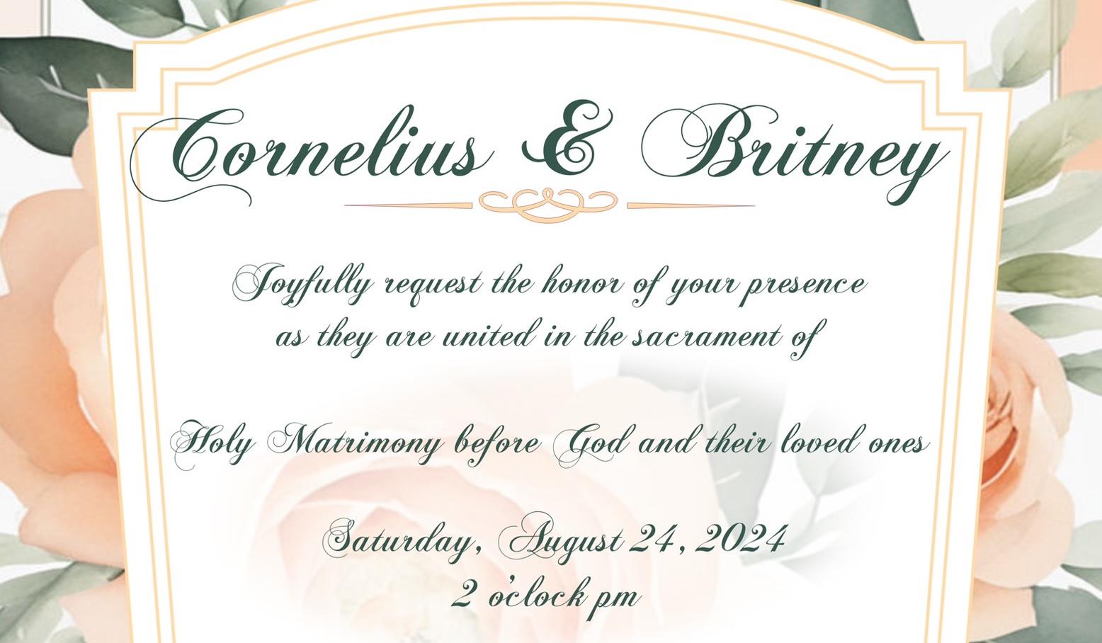 The Wedding Website of Britney Taylor and Cornelius Draper