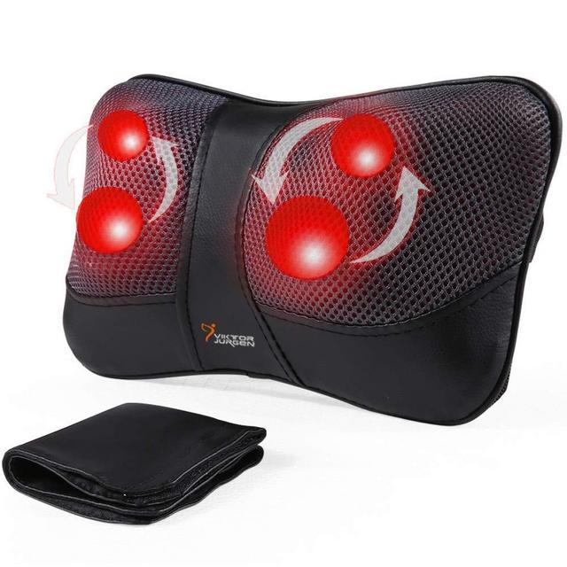 VIKTOR JURGEN Neck Massage Pillow Shiatsu Deep Kneading Shoulder Back and Foot Massager with Heat-Relaxation Gifts for Women/Men/Dad/Mom-FDA Approved