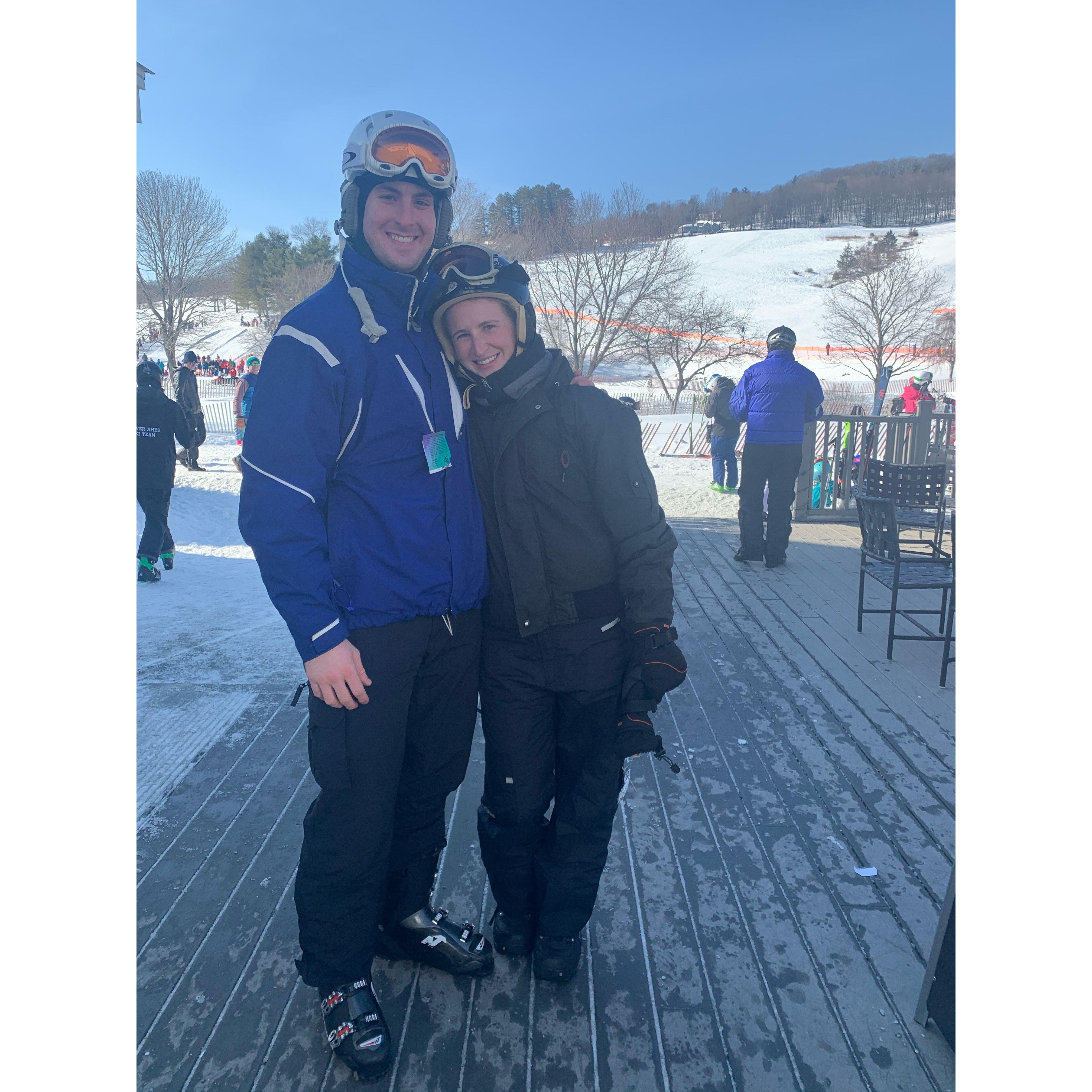 Lauren's first snowboard experience at Quechee Mountain in VT in winter 2020.