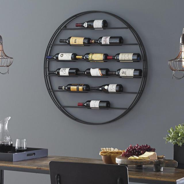 Label View 12 Bottle Wall Mounted Wine Bottle Rack