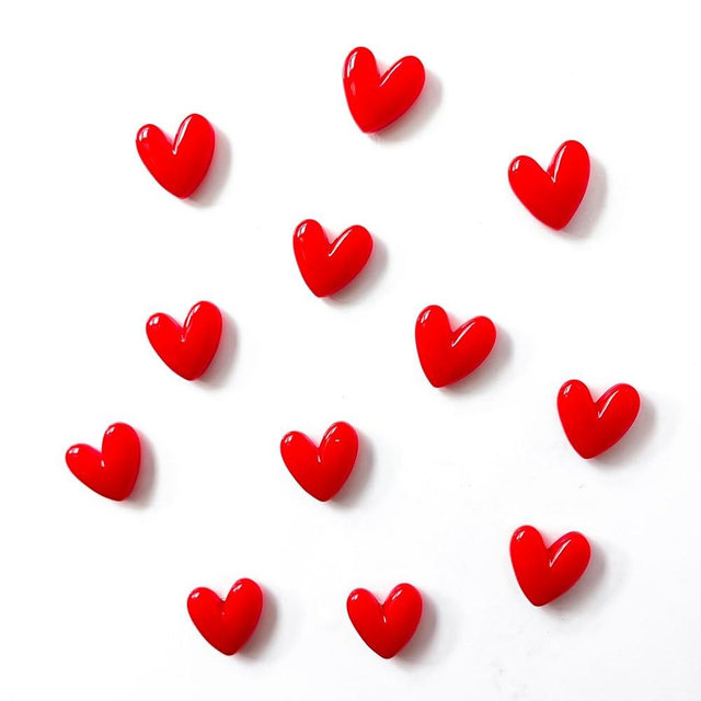 Janvelle 12PCS Love Heart Refrigerator Magnets Cute Magnet for Fridge 1.07 * 1.07 inch Middle Size Red Color Love Heart Decorative Whiteboard Magnet Set