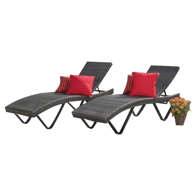 San Marco Set of 2 Wicker Patio Chaise Lounge - Gray - Christopher Knight Home