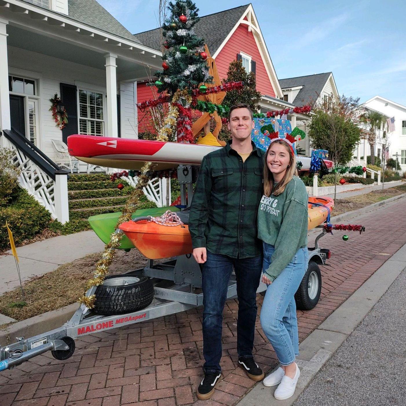 Beaufort holiday parade with Meghan's kayaking boss!