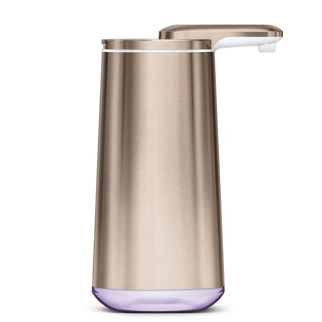 simplehuman 10oz Stainless Steel Foam Soap Sensor Dispenser with Refillable Cartridge Rose Gold