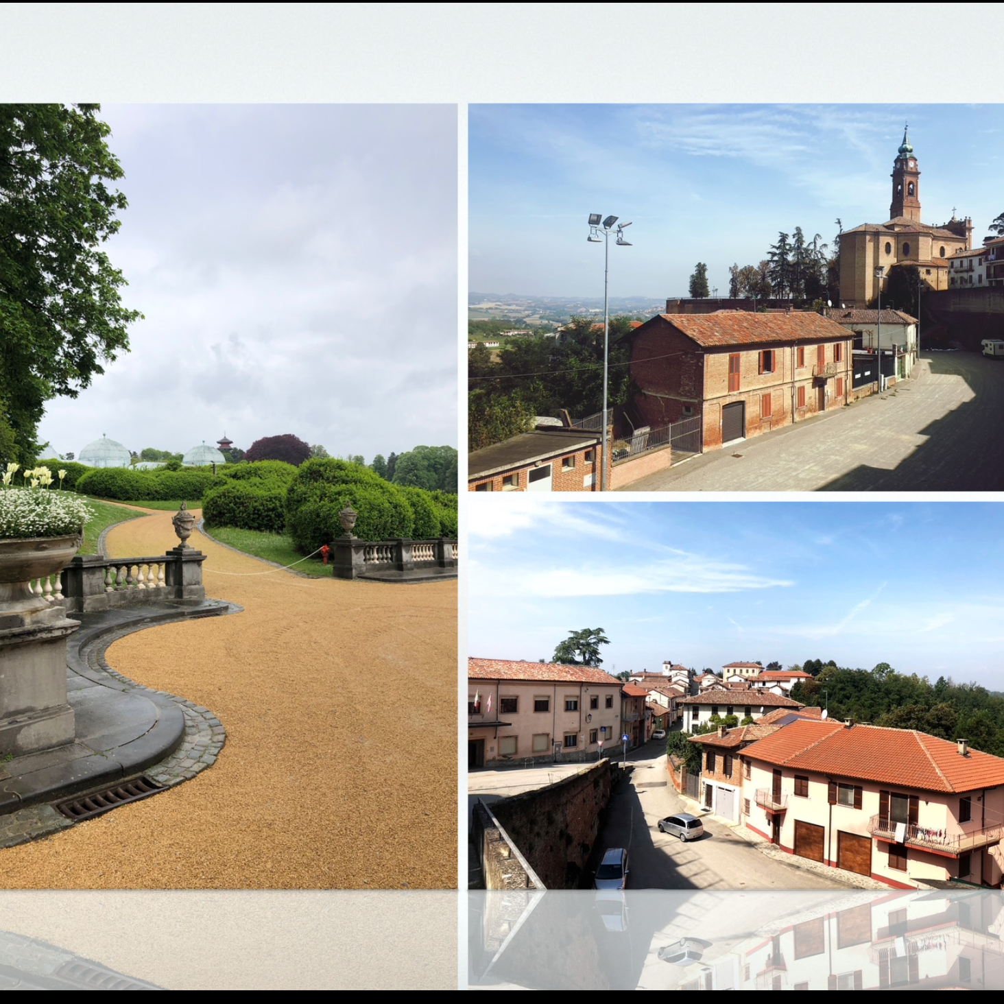 On the right you see the church of Castell'Alfero. 
On the left the royal garden on proposal day.
Rechts de kerk van Castell'Alfero waar onze trouw zal doorgaan. 
Links de tuin van onze koning.