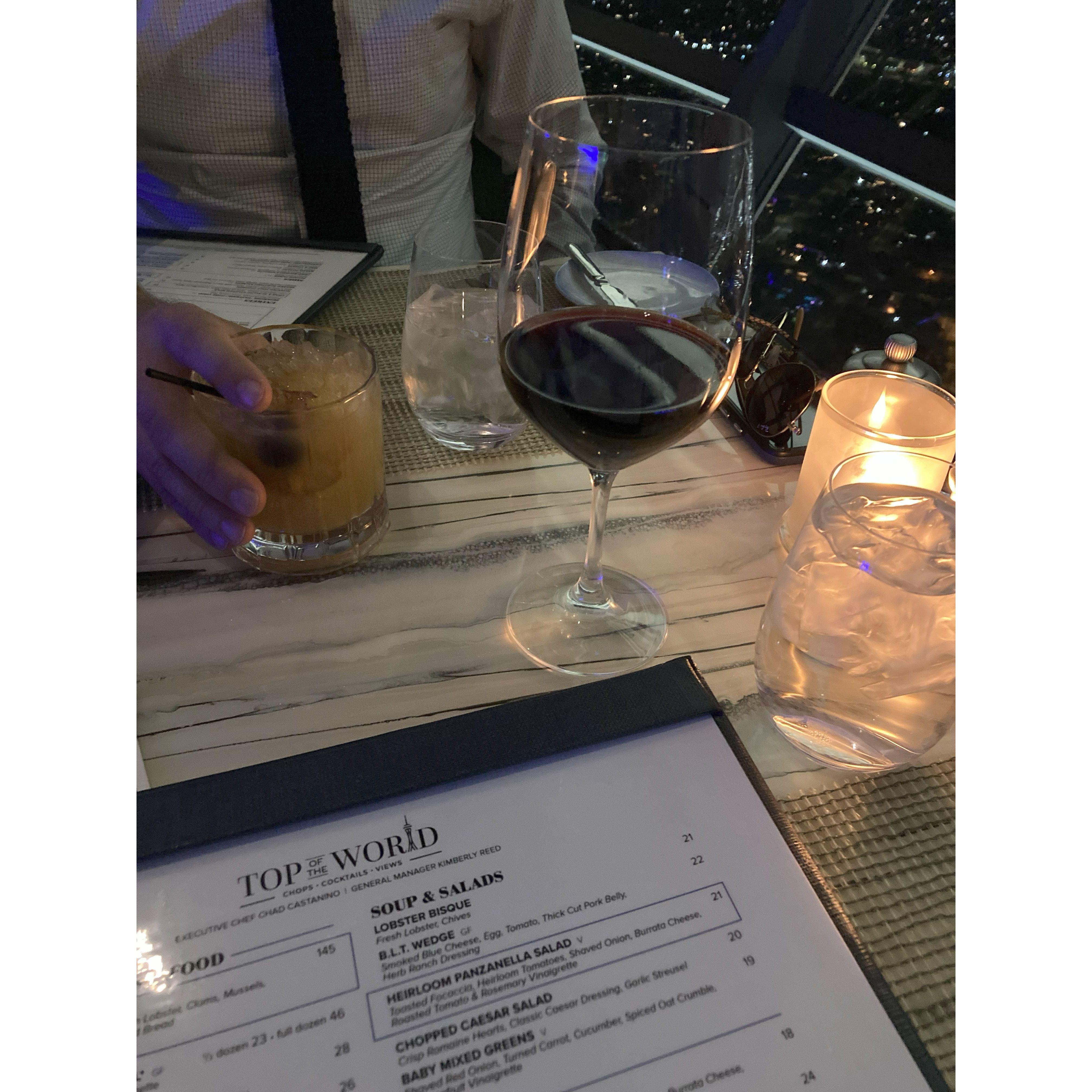 Las Vegas; Linden surprised Alicia with dinner at Top Of The World