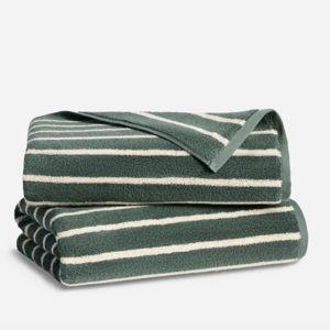 Super-Plush Turkish Cotton Bath Towels - Color: Striped Botanical Green