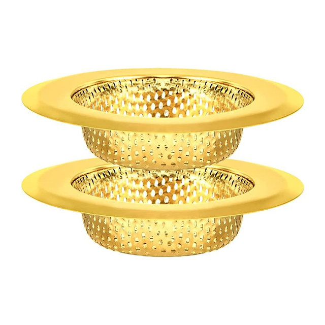 Snailhouse Kitchen Sink Strainers, 2 Pack Stainless Steel Mesh Sink Drain Basket Food Catcher, Large Wide Rim of 4.5 Inches Diameter, Gold