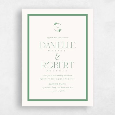 Green Wedding Invitation - Orvieto Portrait