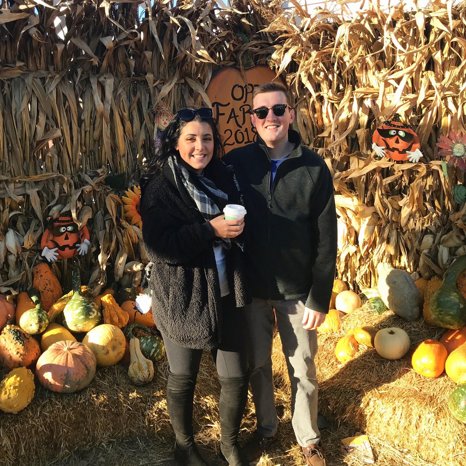 This is our first photo we took together back in 2018- at Ort Farms, where Justin took me the day after we got engaged again!