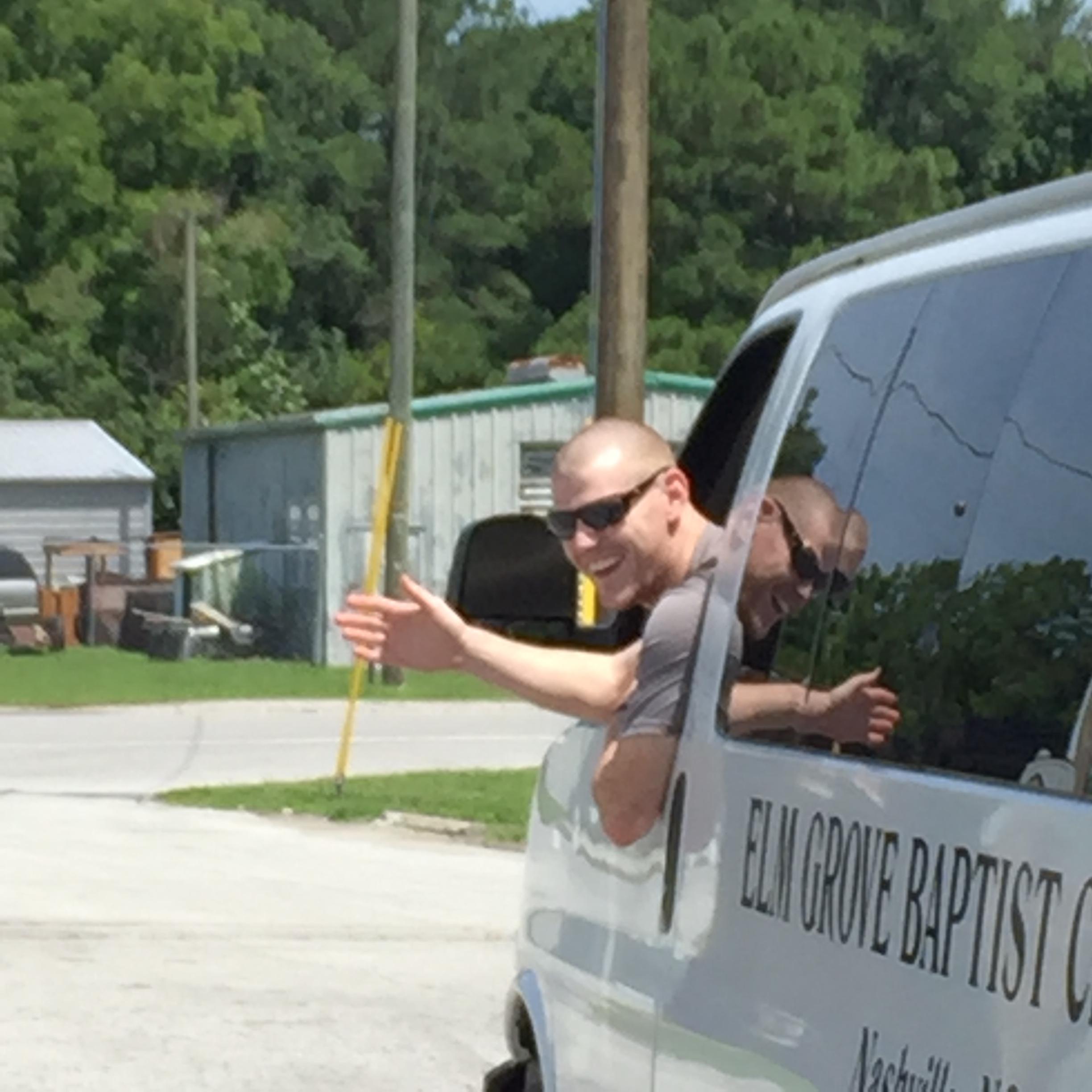 Matthew driving the church van back home after the mission week that would forever change our lives.