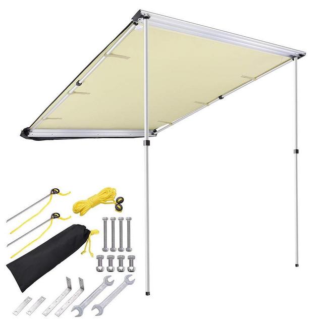 Yescom 4.6x6.6' Car Side Awning Rooftop Pull Out Tent Shelter PU2000mm UV50+ Shade SUV Outdoor Camping Travel Beige
