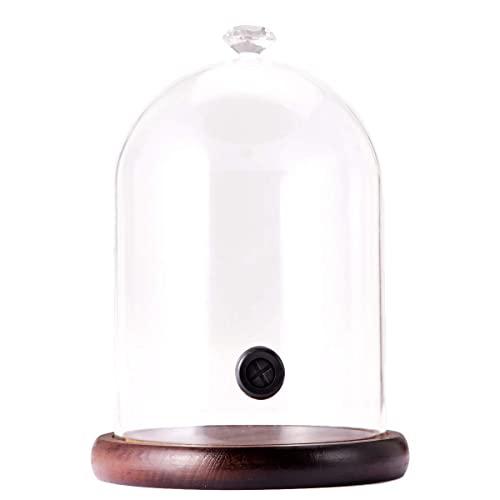 TMKEFFC Smoking Cloche For Food Drinks With Wood Base, Cocktails Smoke Infuser Accessory, Glass Dome for Smoker Gun