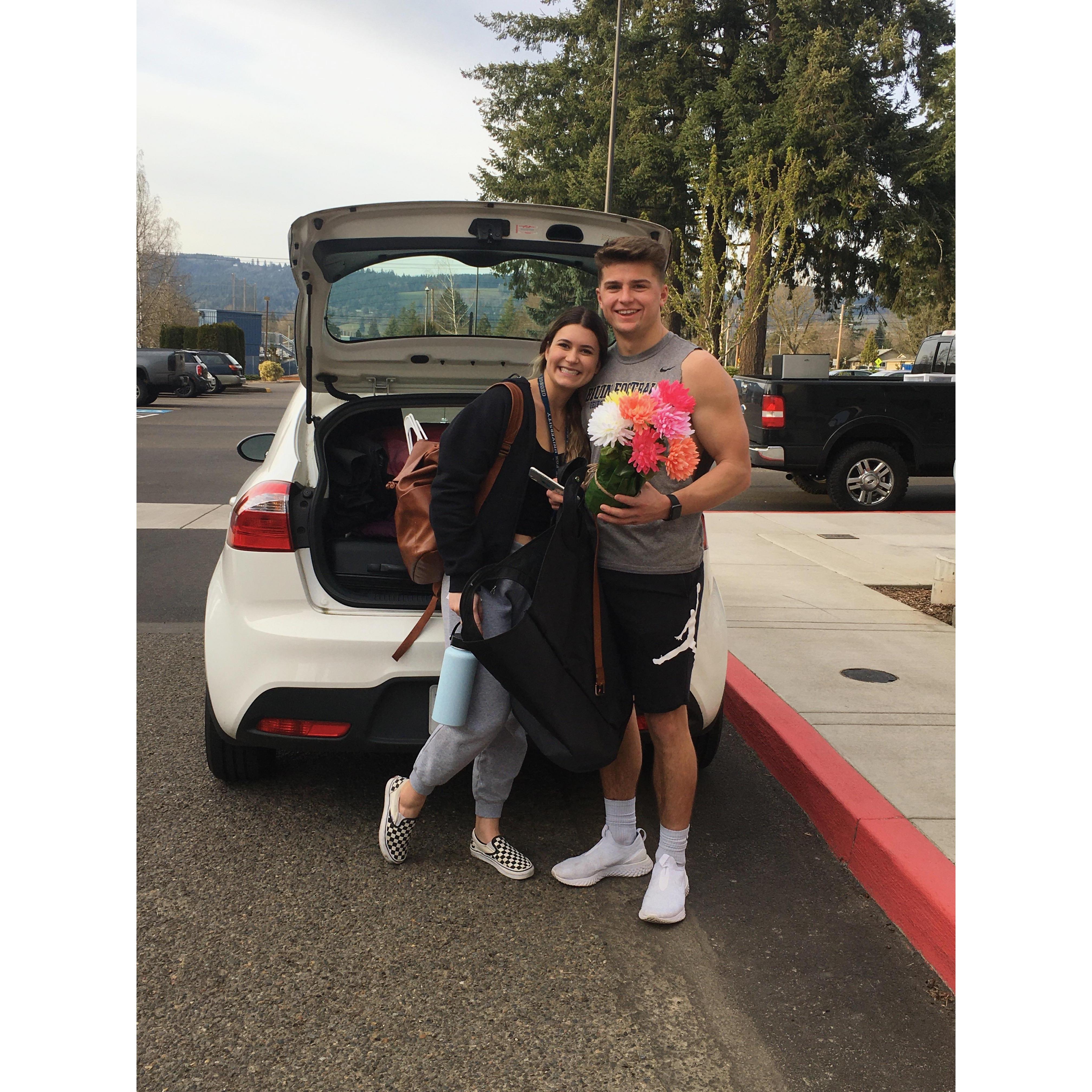 Our first unexpected road trip together taking Julia back home because of Covid!